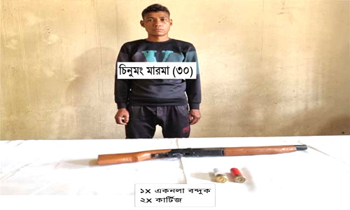 কাপ্তাইয়ে দেশীয় অস্ত্র নিয়ে জেএসএস সদস্য আটক