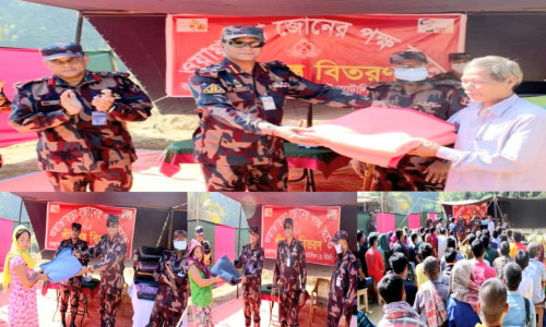 দুর্গম সীমান্ত এলাকায় অসহায়দের শীতবস্ত্র বিতরণ করলো বিজিবি