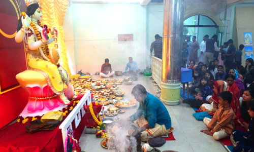 বান্দরবানে উদযাপিত হচ্ছে সনাতনী সম্প্রদায়ের সরস্বতী পূজা