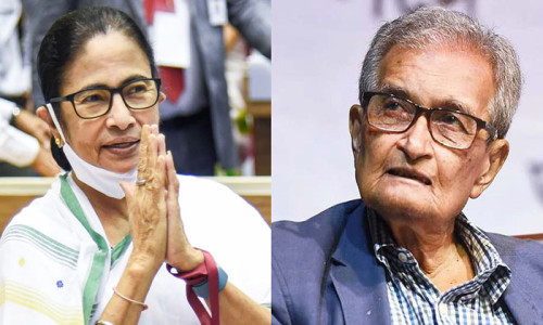 অমর্ত্য সেনের বাড়ি ভাঙতে গেলে আমি বুলডোজারের সামনে বসব: মমতার হুশিয়ারি