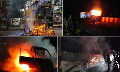 তফসিল ঘোষণার পর আরও ১১ যানবাহনে আগুন